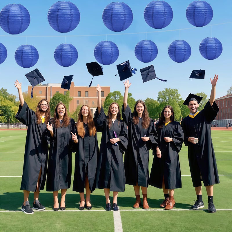 LIHAO Blue Paper Lanterns for Graduation Decorations Classroom Graduation Party Graduation Cap Weddings Birthdays 10PCS - Image 4